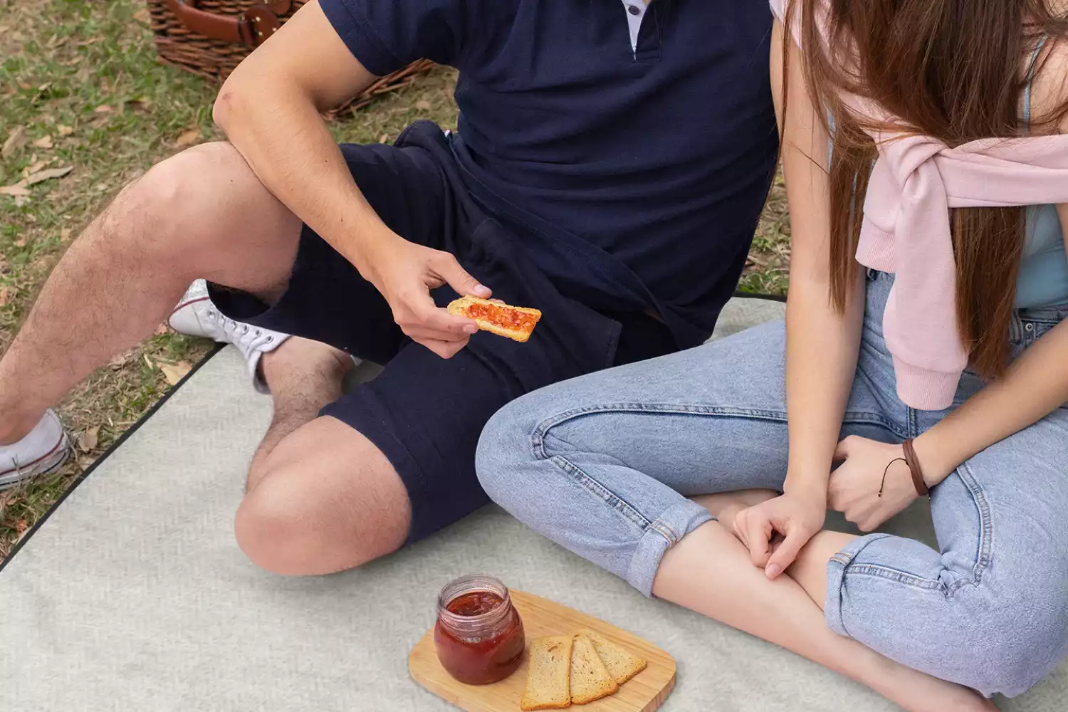 cream picnic blanket