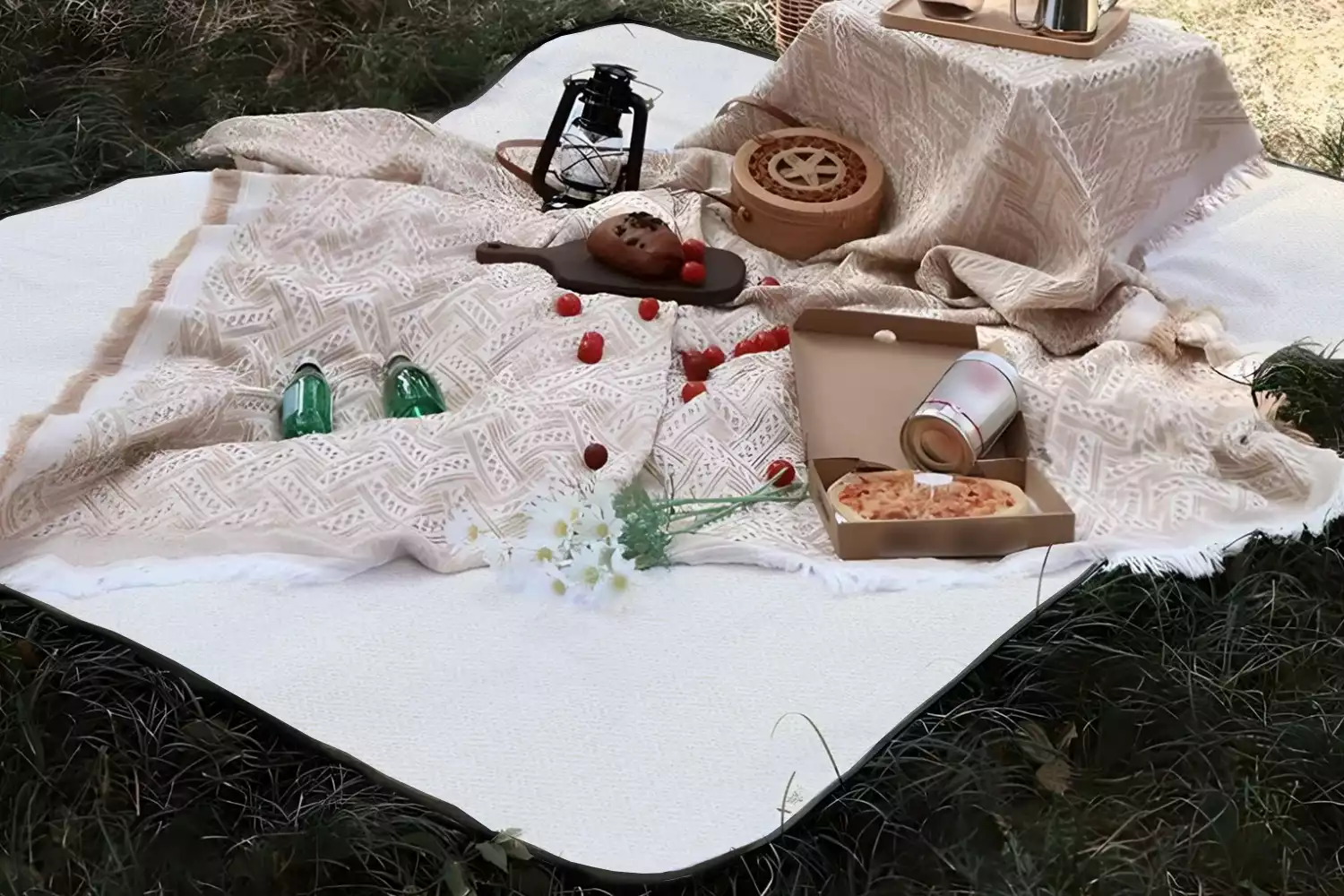 cream picnic blanket